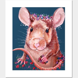 Flower Crown Rat Posters and Art